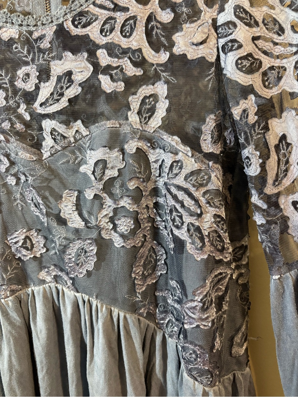 Women’s Slate Blue Floral Lace Tunic Top - Unknown Brand - Picture 11 of 12